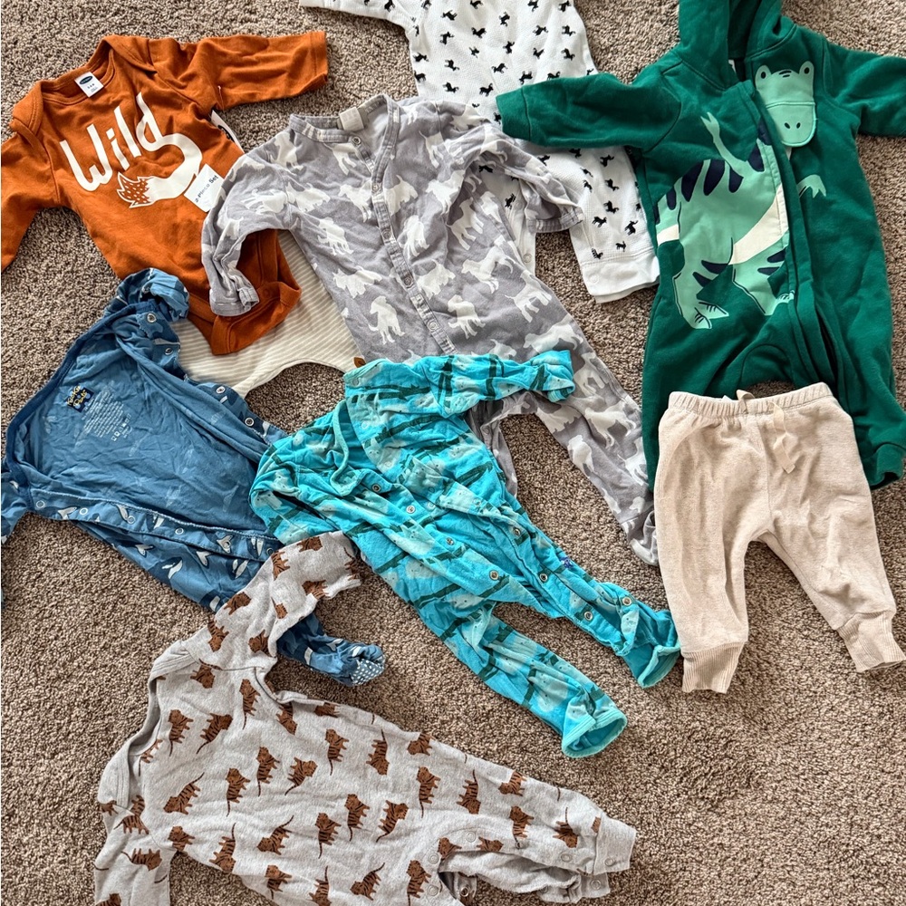 Mixed Baby Onesies Bundle - Green, Teal, Rust, Gray, Blue